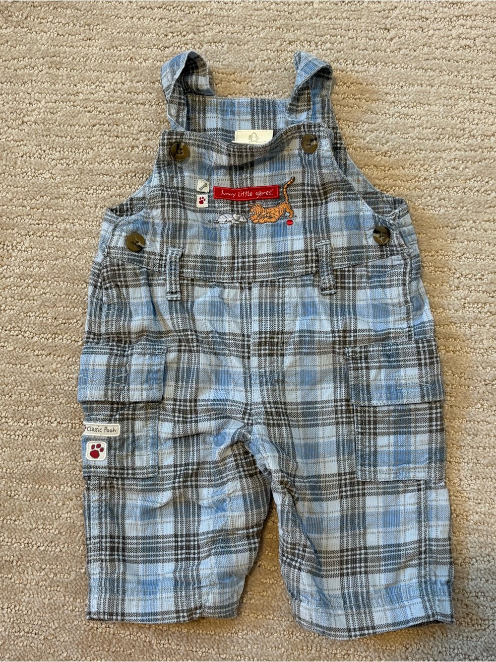 Classic Pooh plaid shortalls